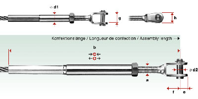 I812 - Terminal inox prensado hembra con horq. rosca der.