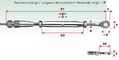 I819 - Tensor inox con term. rápido con rosca y ojo