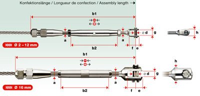 I822 - Tensor inox con term. rápido con rosca y horquilla