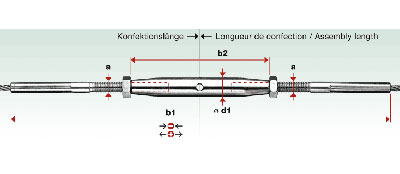 I829 - Tensor inox con terminales prensados rosca macho