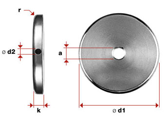 I836-05 - Disco cubierta inox con rosca interior derecha