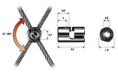 I858-02 - Abrazadera inox cruce doble con rosca interna