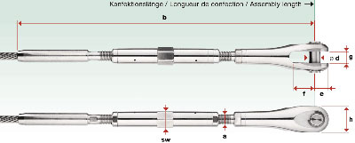 I870-01 - Tensor inox con terminal prensado macho y horq.